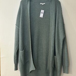 American Eagle Waffle Knit Cardigan Green